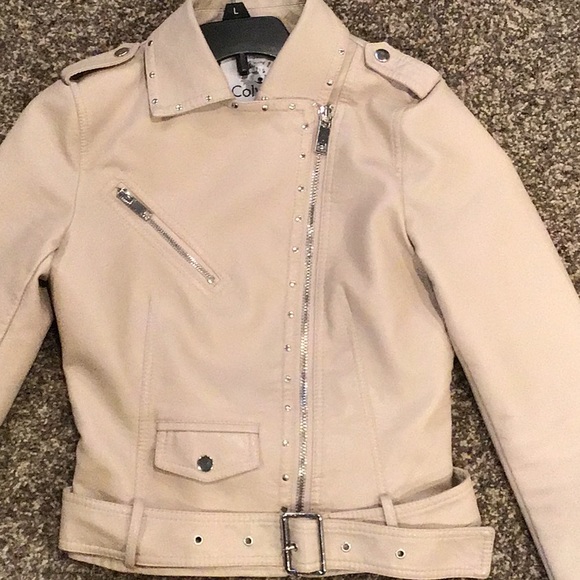 Motto women’s beige biker crop jacket - Picture 3 of 3